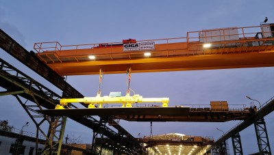 Mostový jeřáb GDMJ 20t/22,5m s magnetovou traverzou, ŽELEZO Hranice